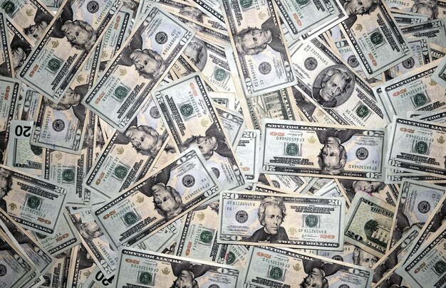 Photo pile of cash money american dollars background