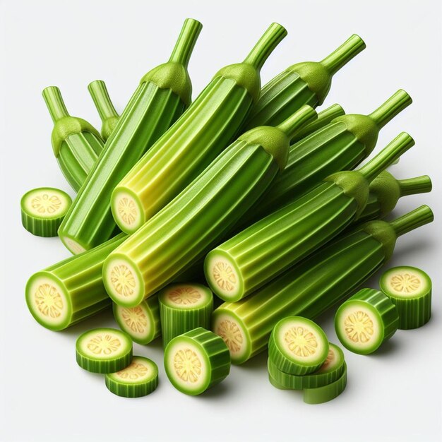 Photo a pile of celery on white background