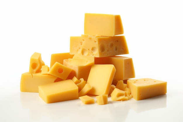 Pile of Cheese on White Background On a White or Clear Surface PNG Transparent Background