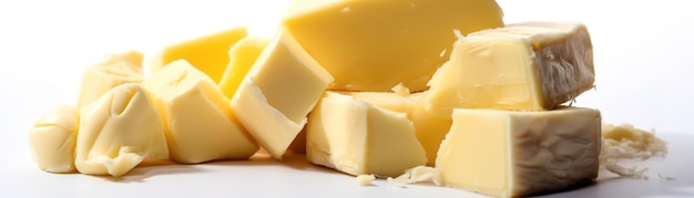 A pile of cheese on a white surface