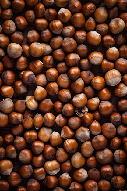 A pile of chestnuts with one that is brown and one that is brown.