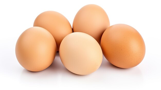 pile of chicken eggs on a white background Generative AI