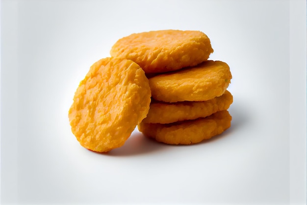 Pile of chicken nuggets isolated on white background