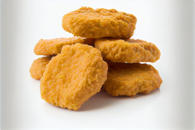 Pile of chicken nuggets isolated with white background