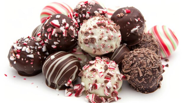 A Pile of Chocolate Covered Candies and Candy Canes