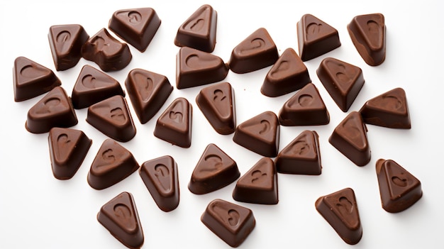 a pile of chocolate triangles with the letters d and c