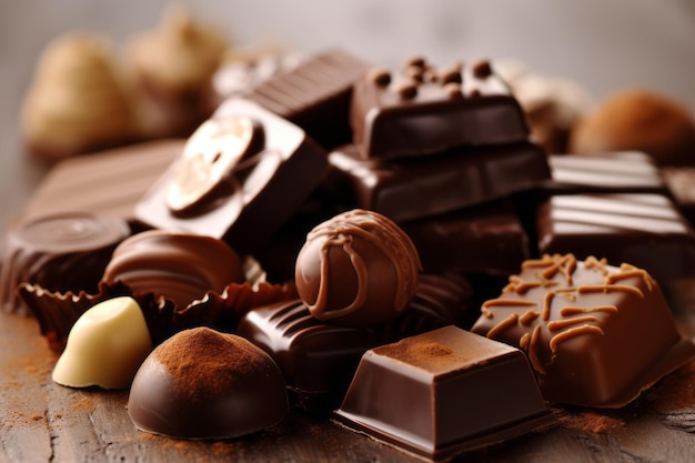 A pile of chocolates on a table