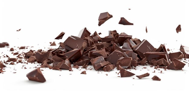 Photo pile chopped milled chocolate generative ai