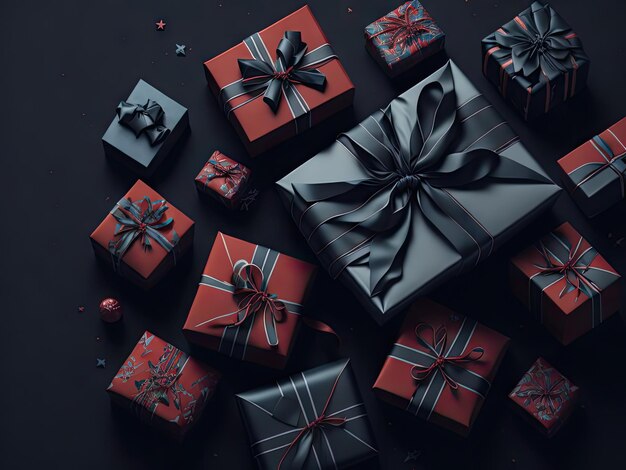 Pile of Christmas gifts boxes ai generative