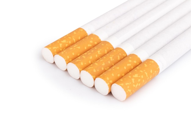 Pile cigarette isolated on white background