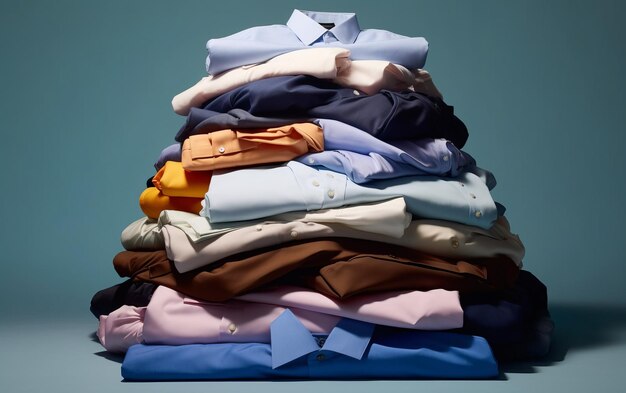 Pile of cleaned ironed clothes