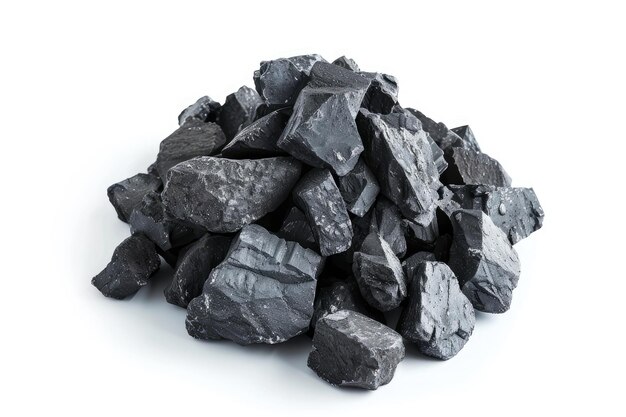 Photo pile of coal isolated on white background