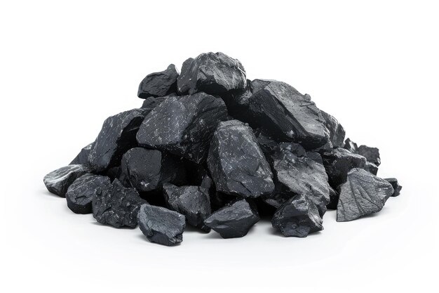 Photo pile of coal isolated on white background