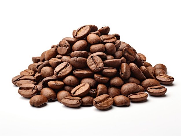 Photo pile of coffee beans isolated on white background