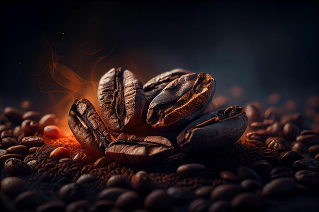 Pile of coffee beans sitting on top of a pile of coffee beans generative ai