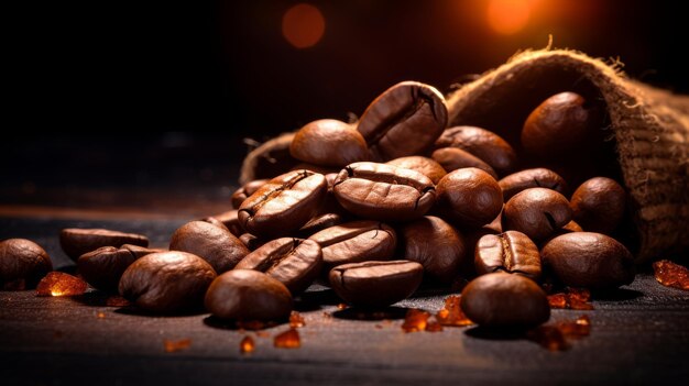 Pile of Coffee Beans on Table