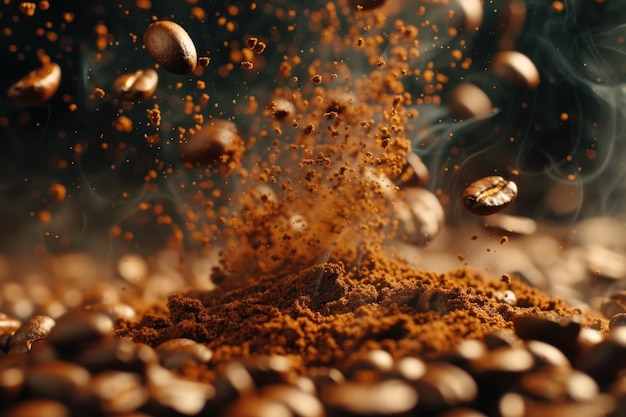 A Pile of Coffee Beans With Steam Rising