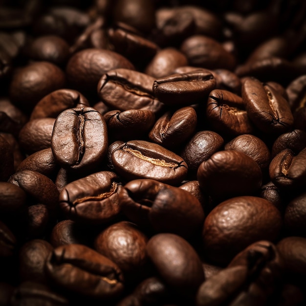A pile of coffee beans with the word coffee on it