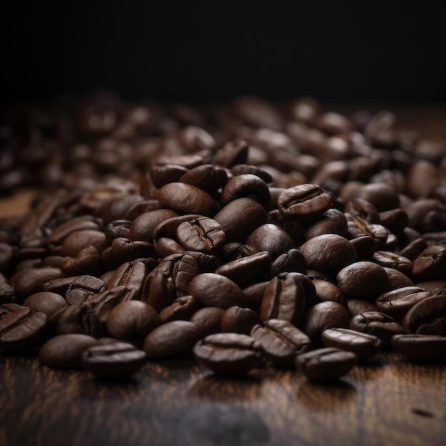 A pile of coffee beans with the word coffee on it