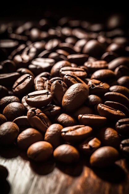 A pile of coffee beans with the word coffee on it