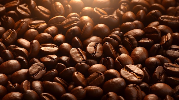 A pile of coffee beans with the word coffee on it