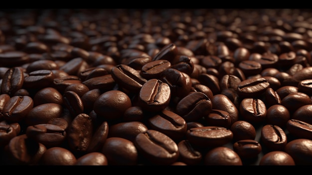 A pile of coffee beans with the word coffee on it