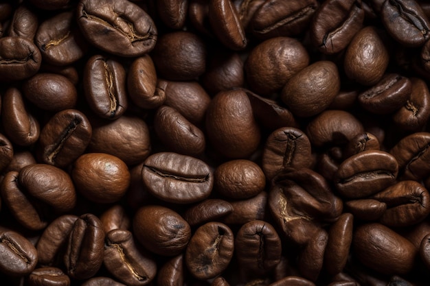 A pile of coffee beans with the word coffee on it