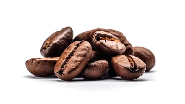 A pile of coffee beans with the word coffee on the side