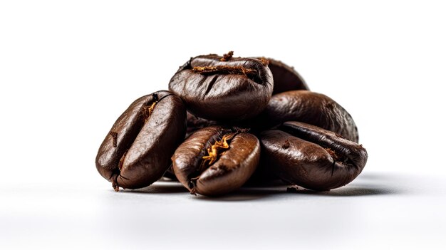 A pile of coffee beans with the word coffee on the side