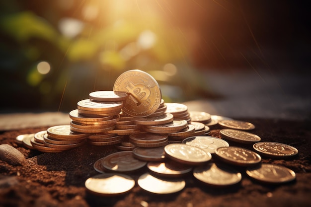 a pile of coins on the ground