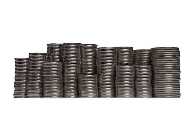 Pile of coins isolated on a white background