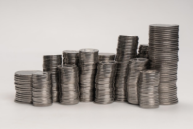 Pile of coins isolated on a white background