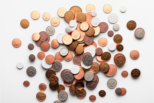 Pile of coins placed on table