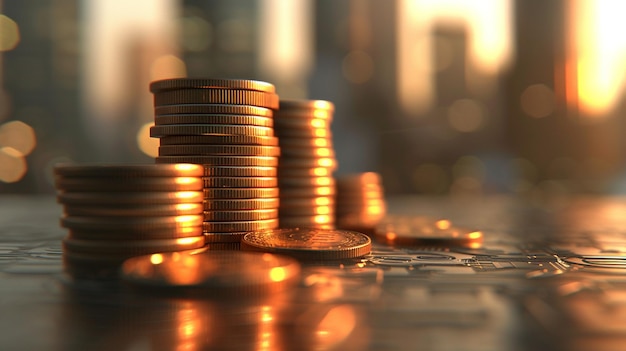 Pile of Coins on Table