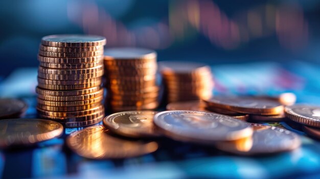 Pile of Coins on Table