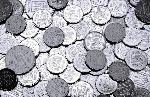 Photo a pile of coins ukrainian