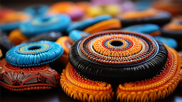 Photo a pile of colorful beads on a table