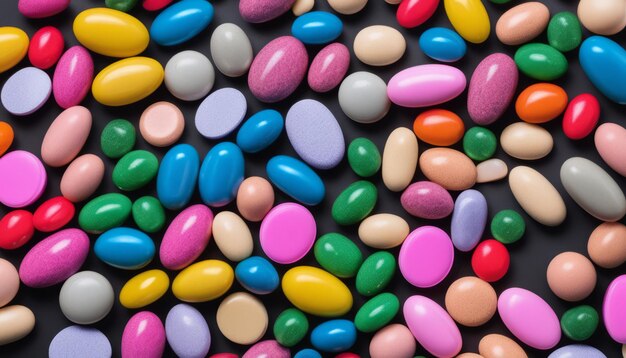 A pile of colorful candy beans