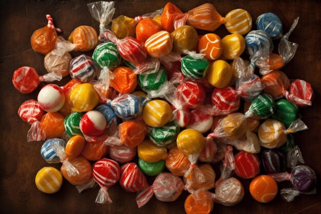 A pile of colorful candy with the word candy on it