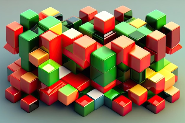 A pile of colorful cubes