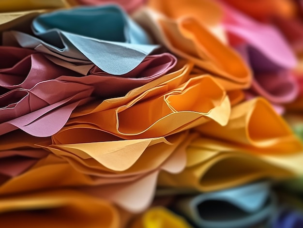 Pile of colorful fabric with the word leather on it