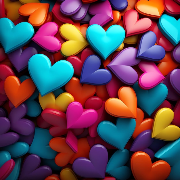 A pile of colorful hearts