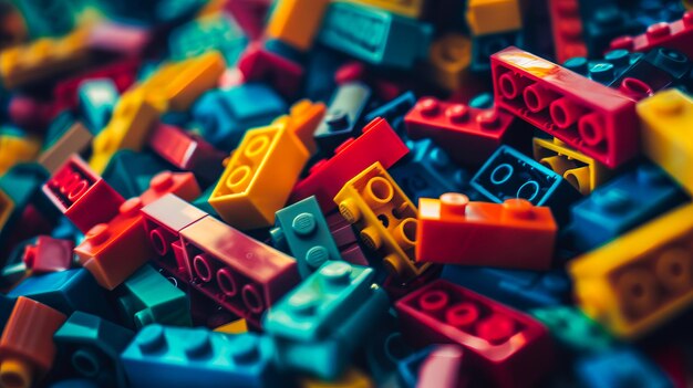 A pile of colorful lego bricks