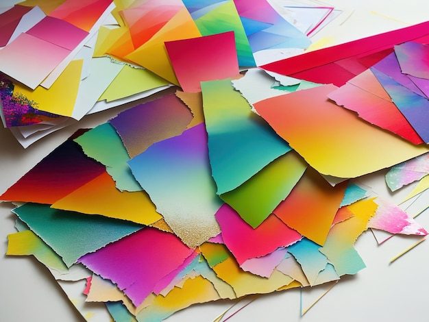 A pile of colorful paper