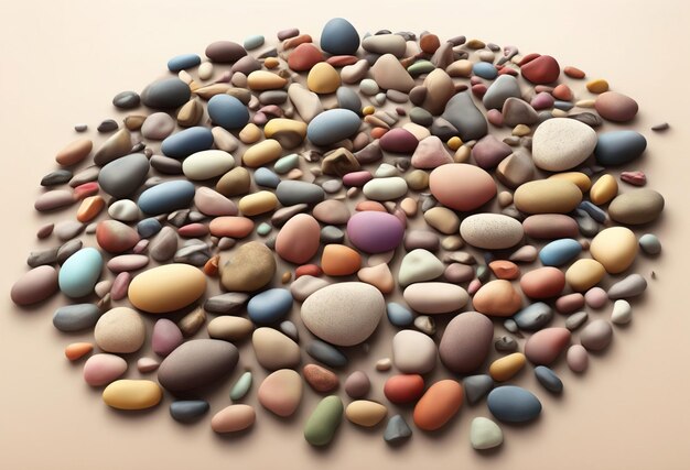 A pile of colorful pebbles on a table