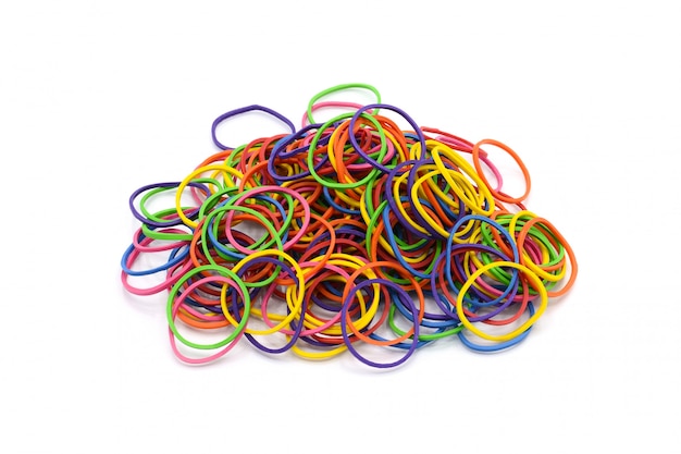 Pile of colorful rubber bands isolated