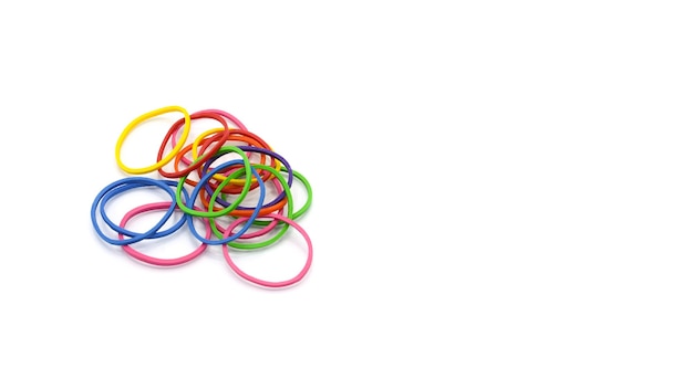 Pile of colorful rubber bands isolated