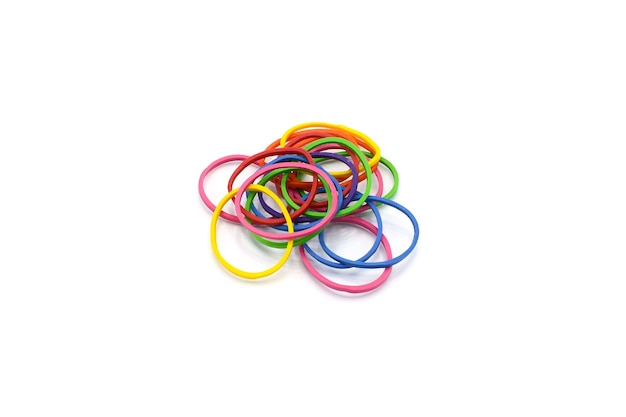 Pile of colorful rubber bands isolated