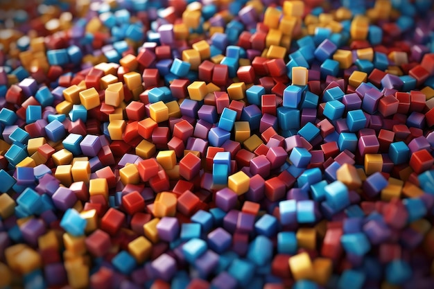 A pile of colorful small cubes