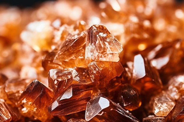 a pile of crystals with a black background